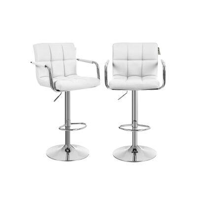 Living Design Bar stools with armrests 2 pieces white 44.5 x (95-115) x 38 cm (W x H x D)