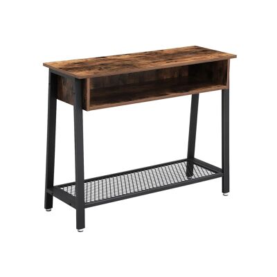 Living Design Table console de style industriel avec étagères 100 x 80 x 35 cm (L x H x P)