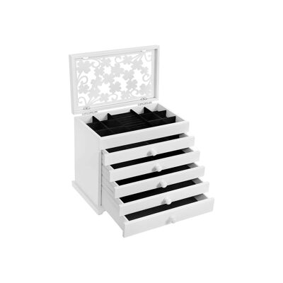 Living Design Joyero "Hoja de trébol" blanco 31,5 x 26,5 x 19,5 cm (ancho x alto x fondo)