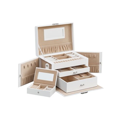 Living Design White faux leather jewelry box 26 x 18 x 17 cm (L x W x H)
