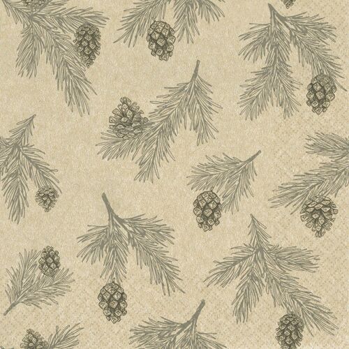 Servietten "Pine Cones grey"