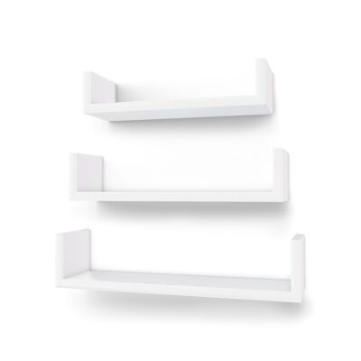Living Design Set of 3 white floating shelves 40 x 15.5 x 17 cm (W x H x D)