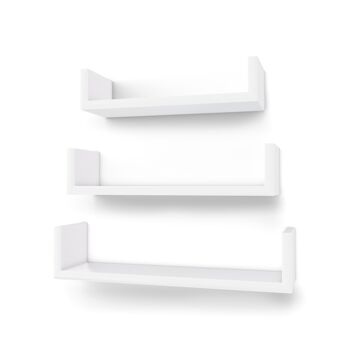 Living Design Lot de 3 étagères flottantes blanches 40 x 15,5 x 17 cm (L x H x P) 1