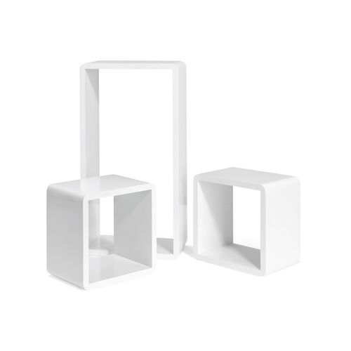 Living Design Set of 3 White Cube Wall Shelves 22 x 22 x 15 cm (W x H x D)
