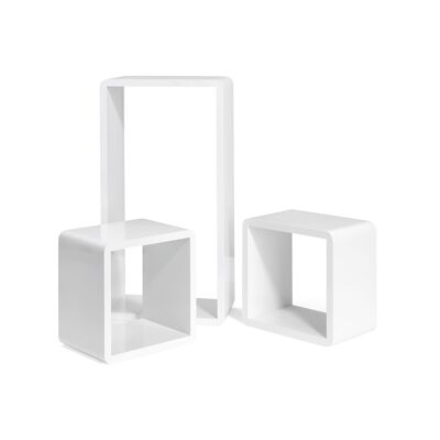 Living Design Juego de 3 estantes de pared en forma de cubo, color blanco, 22 x 22 x 15 cm (ancho x alto x profundidad)