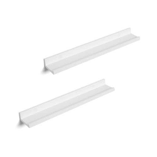 Living Design Set of 2 Glossy White Floating Shelves