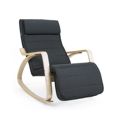 Living Design Chaise à bascule en bois de bouleau gris foncé