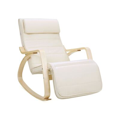 Living Design Chaise à bascule en bois de bouleau beige