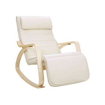 Living Design Chaise à bascule en bois de bouleau beige 1