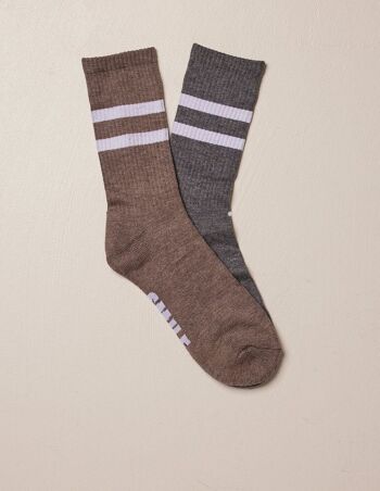 Pack de 2 chaussettes sport homme - Chiné marron gris 2