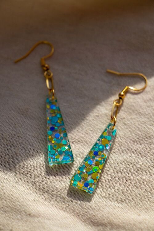 Boucles d'oreilles Talea - Transparent turquoise confettis