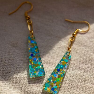 Boucles d'oreilles Talea - Transparent turquoise confettis