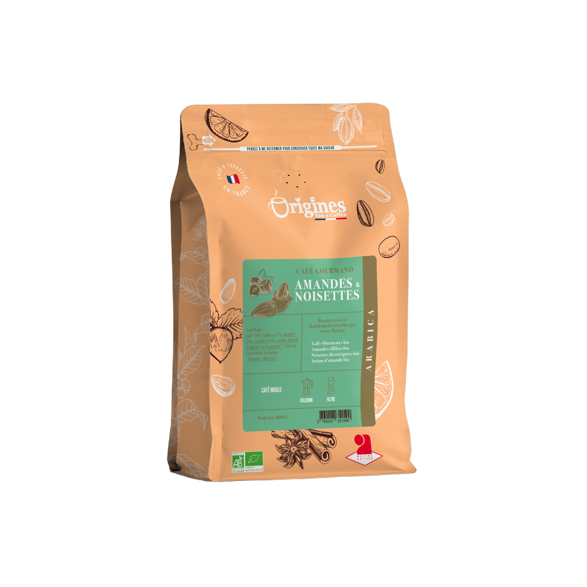 Organic Gourmand Coffee with almonds and hazelnuts