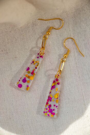 Boucles d'oreilles Talea - Transparent rose et confettis 2