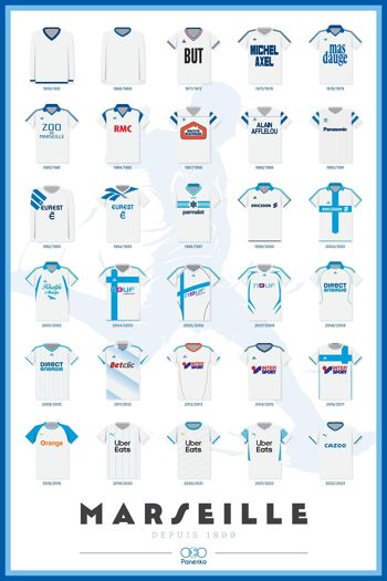 Affiche maillots foot de MARSEILLE 2