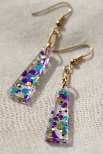 Boucles d'oreilles Talea - Transparent mauve et confettis 1