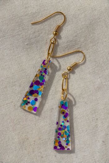 Boucles d'oreilles Talea - Transparent mauve et confettis 2