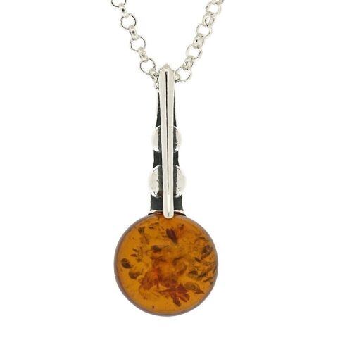 Cognac Amber Newton Cradle Pendant with 18" Trace Chain and Presentation Box