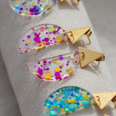 Tami earrings - Transparent turquoise confetti