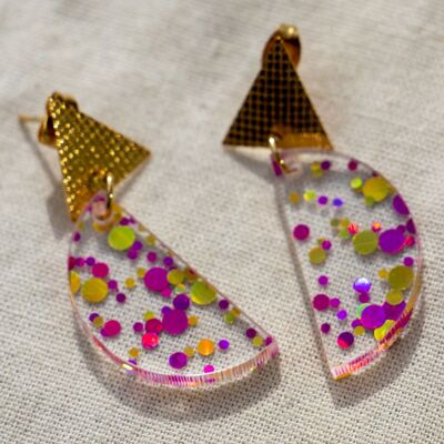 Boucles d'oreilles Tami - Transparent rose confettis
