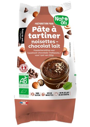 préparation pour pâte à tartiner noisettes, chocolat, lait 1