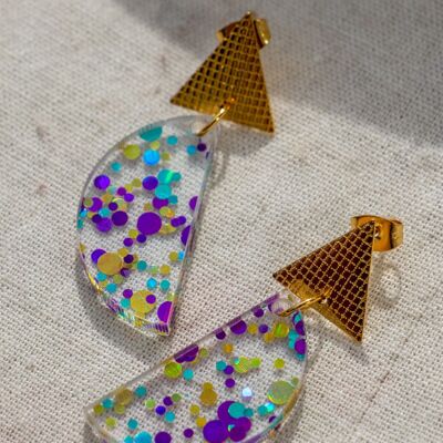 Tami earrings - Transparent mauve confetti