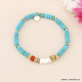Bracelet élastique perles pierres nacre acier inox 0223071 4