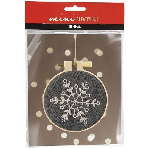 Kit DIY broderie - Flocon de neige - Gris