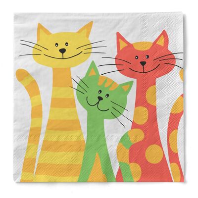 Serviette jetable Chats en tissu 33 x 33 cm, 20 pièces