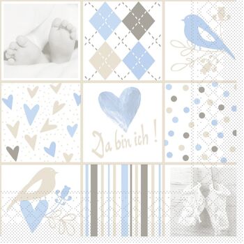 Serviettes jetables pour bébé en bleu et blanc en tissu 33 x 33 cm, 20 pièces 1