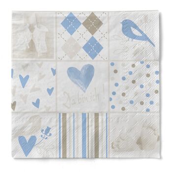 Serviettes jetables pour bébé en bleu et blanc en tissu 33 x 33 cm, 20 pièces 2