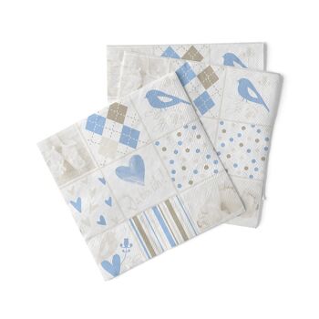 Serviettes jetables pour bébé en bleu et blanc en tissu 33 x 33 cm, 20 pièces 3