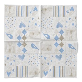 Serviettes jetables pour bébé en bleu et blanc en tissu 33 x 33 cm, 20 pièces 4