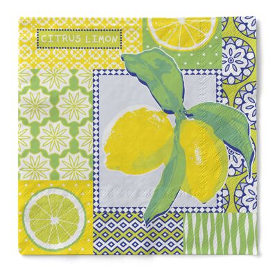 Disposable napkin Selina in green-yellow made of tissue 33 x 33 cm - Mediterranean