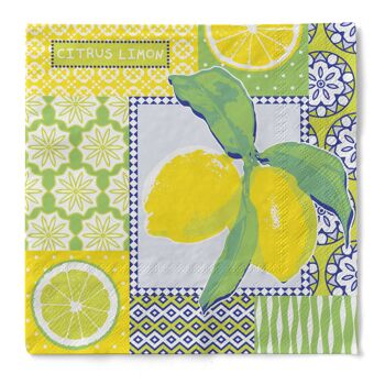 Serviette jetable Selina en vert-jaune en tissu 33 x 33 cm - Méditerranée 1