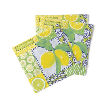 Serviette jetable Selina en vert-jaune en tissu 33 x 33 cm - Méditerranée 2