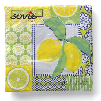 Serviette jetable Selina en vert-jaune en tissu 33 x 33 cm - Méditerranée 5