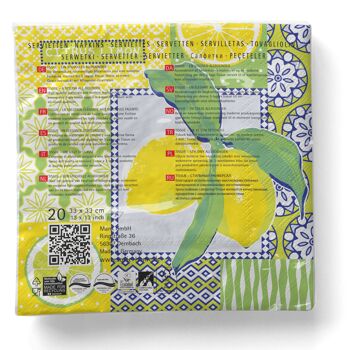 Serviette jetable Selina en vert-jaune en tissu 33 x 33 cm - Méditerranée 6