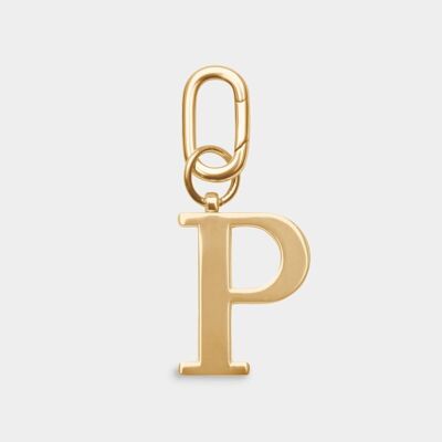 P - Gold Metal Letter Keyring