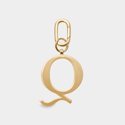Q - Llavero con letras de metal dorado