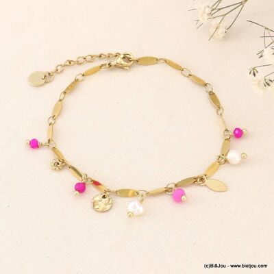 Bracciale nappa in acciaio con perle d'acqua dolce e pietre 0223063