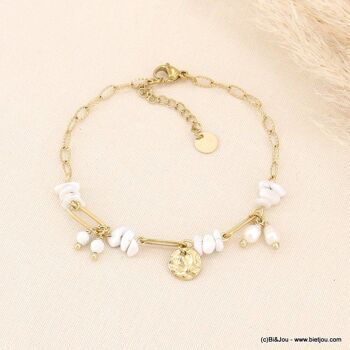 Bracelet pierres perles chaîne gros maillons acier 0223070 4