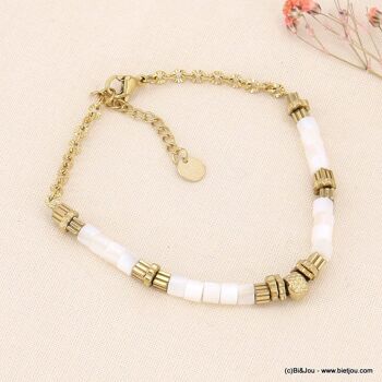 Bracelet bohème rondelles pierres perles acier inox 0223064 5