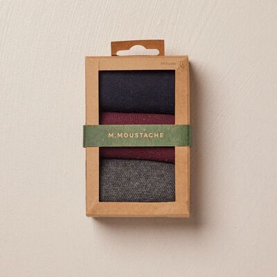 Pack of 3 embossed men - Navy burgundy gray