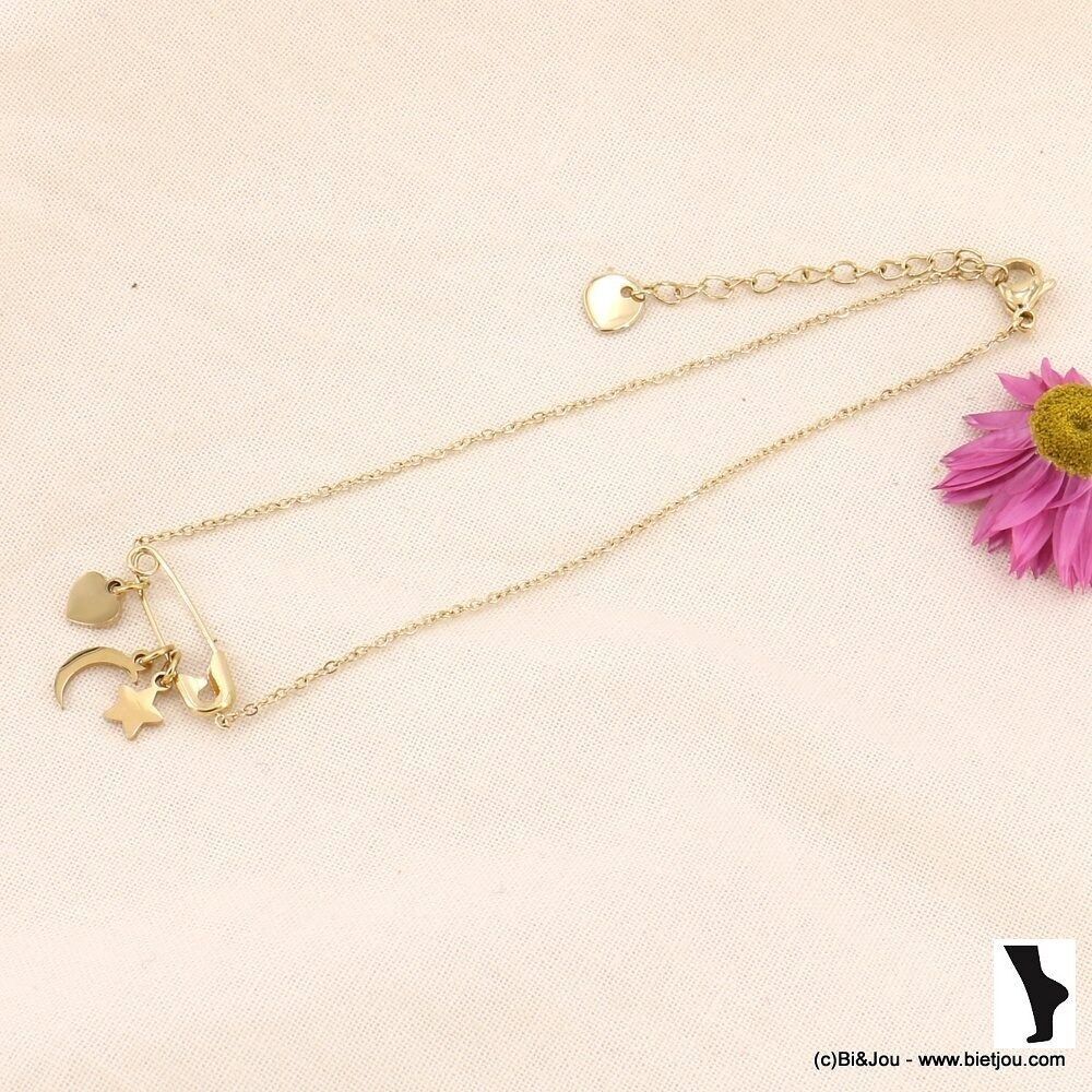 Chaîne de cheville hippie acier épingle à nourrice 0223103