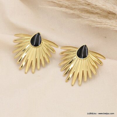 Pendientes oversize de plumas de acero esmaltado 0323169