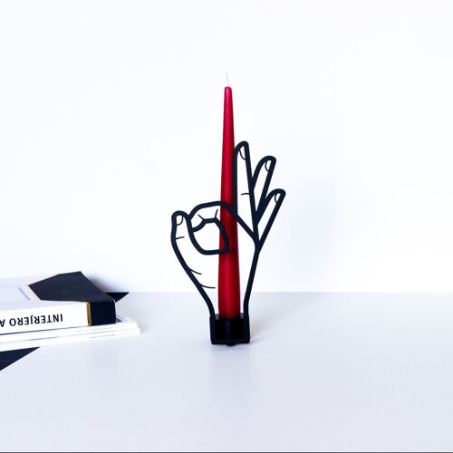 OK Gesture Metal Candle Holder