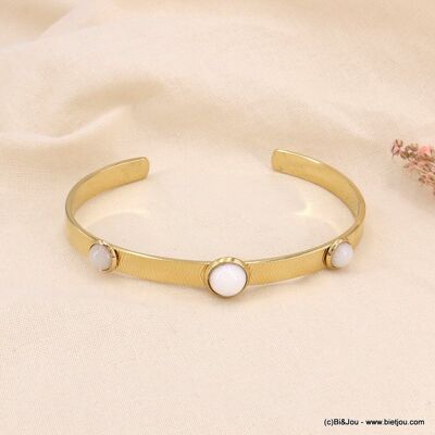 Bracelet jonc acier inoxydable cabochon pierres 0223129