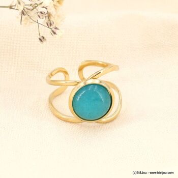 Bague moderne cabochon pierre ou nacre véritable 0423140 1