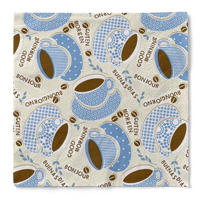 Servilletas desechables Kaffee Ole en azul champán de tejido 33 x 33 cm, 20 piezas